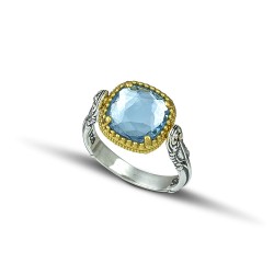 Δαχτυλίδι διπλής όψης με Swarovski και φίλντισι πέτρα D116-1