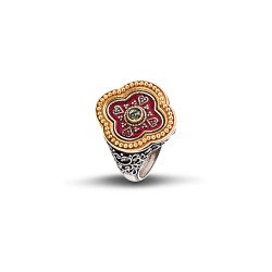 Δαχτυλίδι με κόκκινο σμάλτο και Swarovski πέτρα D287