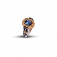 Δαχτυλίδι διπλής όψης με Swarovski και ημιπολύτιμη πέτρα D69