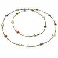 Κολιέ διπλής όψης με πολύχρωμες Swarovski πέτρες K131-1