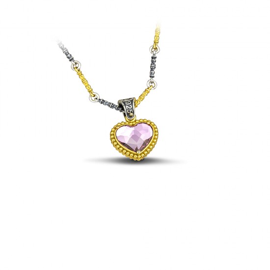 Μενταγιόν διπλής όψης με Swarovski πολύχρωμες πέτρες και τρίχρωμη αλυσίδα M102 Μενταγιόν διπλής όψης με Swarovski πολύχρωμες πέτρες και τρίχρωμη αλυσίδα M102