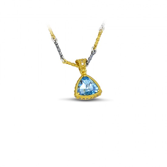 Μενταγιόν με Swarovski πέτρα και τρίχρωμη αλυσίδα M104 Μενταγιόν με Swarovski πέτρα και τρίχρωμη αλυσίδα M104