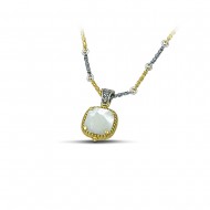 Μενταγιόν διπλής όψης με Swarovski κρύσταλλο, φίλντισι και τρίχρωμη αλυσίδα M116-1