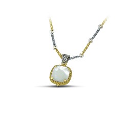 Μενταγιόν διπλής όψης με Swarovski κρύσταλλο, φίλντισι και τρίχρωμη αλυσίδα M116-1