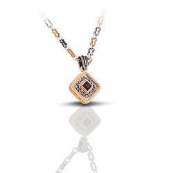 Μενταγιόν με Swarovski Πέτρα και Τρίχρωμη Αλυσίδα Μ245