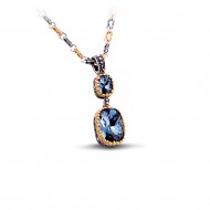 Μενταγιόν με Swarovski πέτρες και τρίχρωμη αλυσίδα M62