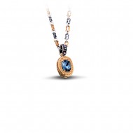 Μενταγιόν διπλής όψης με Swarovski, ημιπολύτιμη πέτρα και τρίχρωμη αλυσίδα M69