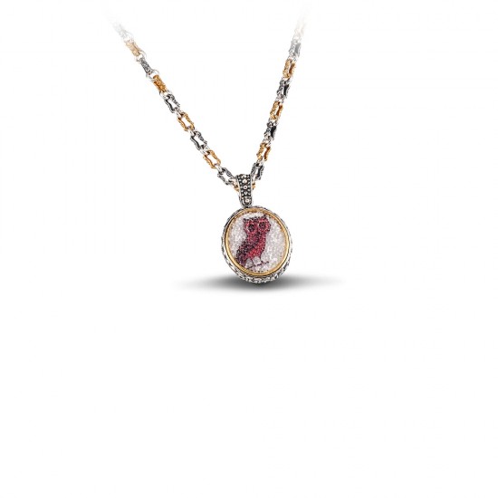 Μενταγιόν κουκουβάγια διπλής όψης με Swarovski πέτρες τεχνικής μωσαϊκού M82 Μενταγιόν κουκουβάγια διπλής όψης με Swarovski πέτρες τεχνικής μωσαϊκού M82