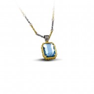 Μενταγιόν με Swarovski πέτρες και τρίχρωμη αλυσίδα M92