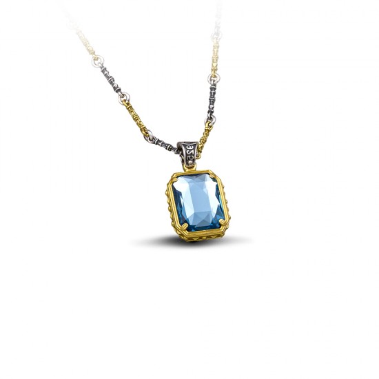 Μενταγιόν με Swarovski πέτρες και τρίχρωμη αλυσίδα M92 Μενταγιόν με Swarovski πέτρες και τρίχρωμη αλυσίδα M92