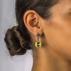 Σκουλαρίκια διπλής όψης με Swarovski και ημιπολύτιμες πέτρες S69