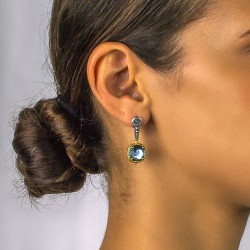 Σκουλαρίκια διπλής όψης με φίλντισι και Swarovski πέτρες S116-1