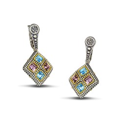 Σκουλαρίκια με πολύχρωμες Swarovski πέτρες S105-1