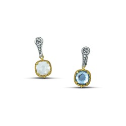 Σκουλαρίκια διπλής όψης με φίλντισι και Swarovski πέτρες S116-1
