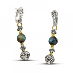 Σκουλαρίκια με Πέτρες Tiger Eye και Μαίανδρο S120-3