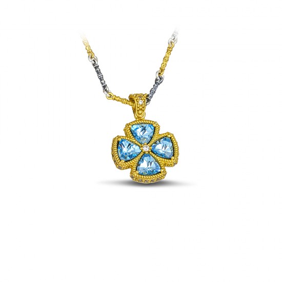 Σταυρός με Swarovski πέτρες και τρίχρωμη αλυσίδα M104-1 Σταυρός με Swarovski πέτρες και τρίχρωμη αλυσίδα M104-1