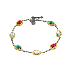 Βραχιόλι διπλής όψης με πολύχρωμες Swarovski πέτρες B131-1