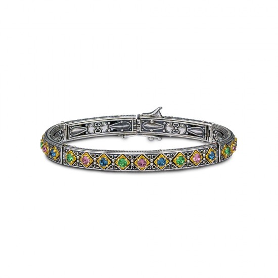 Βραχιόλι με πολύχρωμες Swarovski πέτρες B100 Βραχιόλι με πολύχρωμες Swarovski πέτρες B100