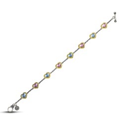 Βραχιόλι καρδιά διπλής όψης με πολύχρωμες Swarovski πέτρες B102